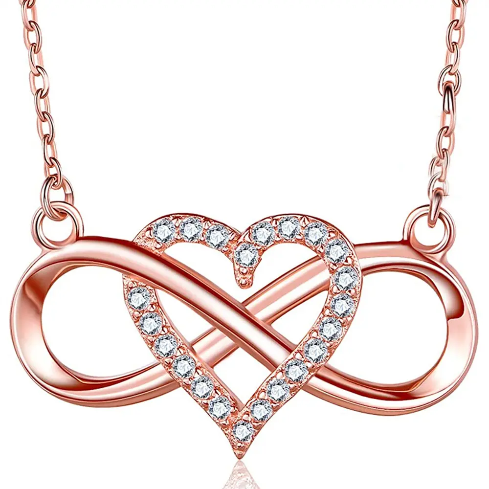 [Heart Infinity Necklace] Fashion Infinity Heart Pendant Necklace - Synthetic Zircon Heart Infinity Jewelry, Valentine's Day Anniversary Birthday Gift, Couples Necklace, Party Jewelry for Teenager Cubic Zirconia