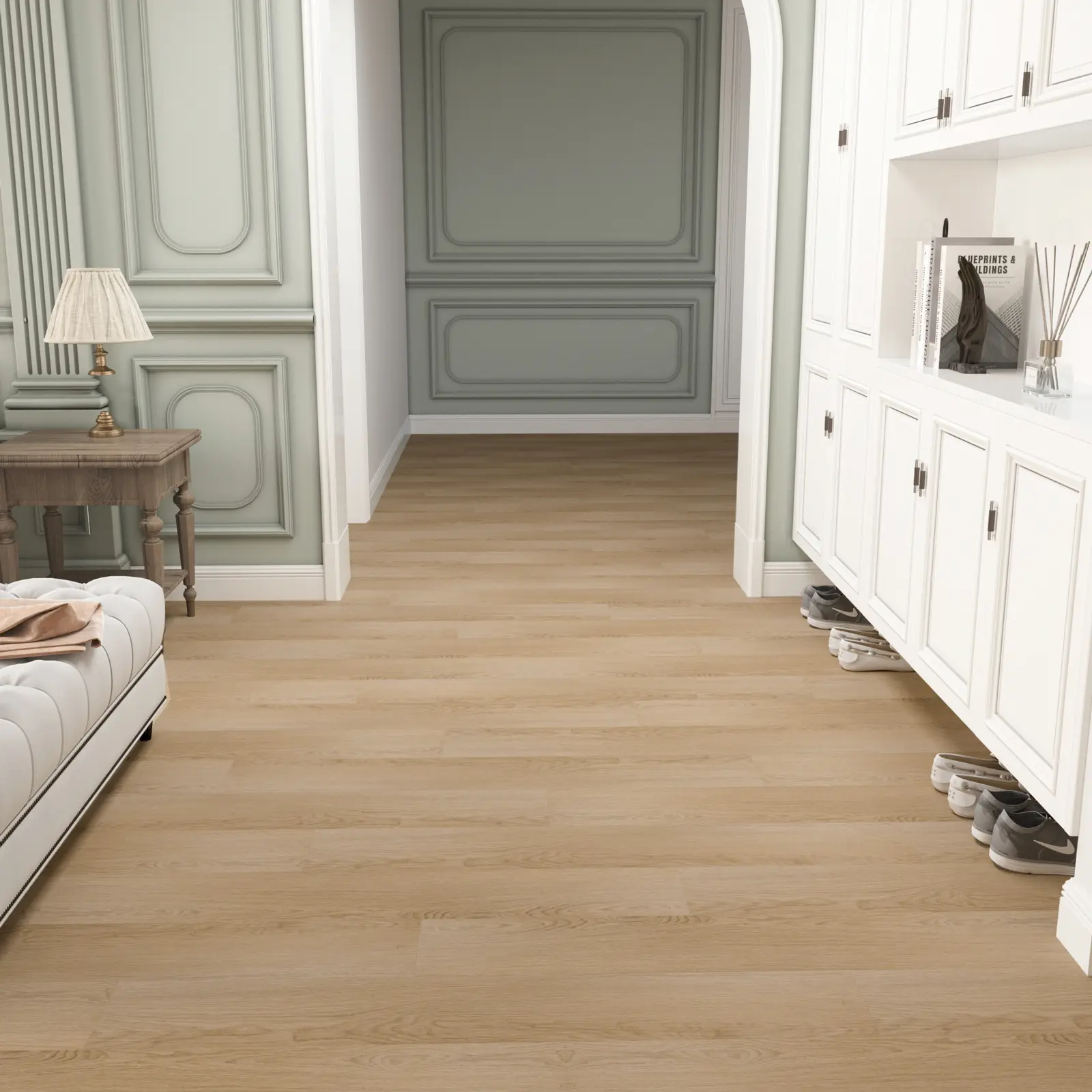 Jeedeson 6mm Wear-Resistant Wood-Look SPC Click Flooring, Eco-Friendly Waterproof Vinyl Tile with Silent Underlayment, Noise-Reducing Durable Flooring for Laundry Room, Kitchen