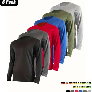 6-Pack Men's Quick-Dry Stretch Fitness Tees | Long Sleeve Moisture Wicking Workout Shirts For Running, Gym & Cycling | Breathable Athletic Tops With Comfort Fit tiktokshopspringglowup