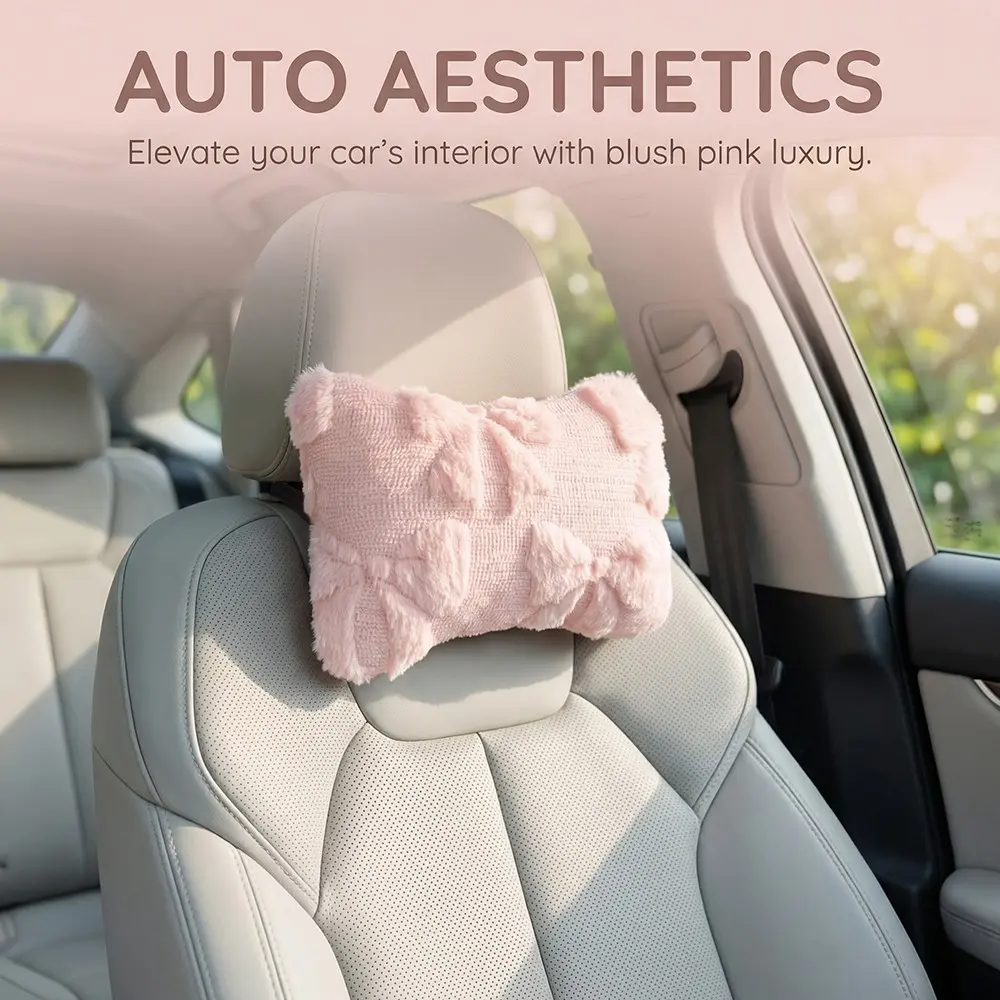 Cute Plush Butterfly Head Pillow, Soft and Comfortable, Fashionable Car Interior Accessory, Available in, pink Colors，Car Interior Accessoriesfor Women & Girls
