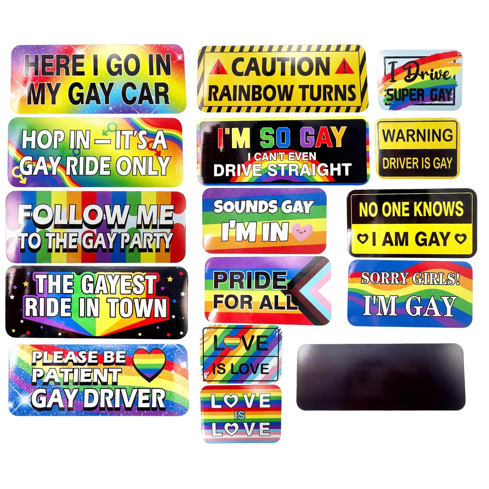 16-Piece Rainbow Pride Sticker Set, Refrigerator & Car Decoration, Windshield Sticker, Car Decals, Car Stickers, Fun Lgbtq+ Slogan, Kitchen Office Cabinet Decor, Pride Month Gift, Decal For Cars
