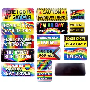 16-Piece Rainbow Pride Sticker Set, Refrigerator & Car Decoration, Fun Lgbtq+ Slogan, Kitchen Office Cabinet Decor, Pride Month Gift