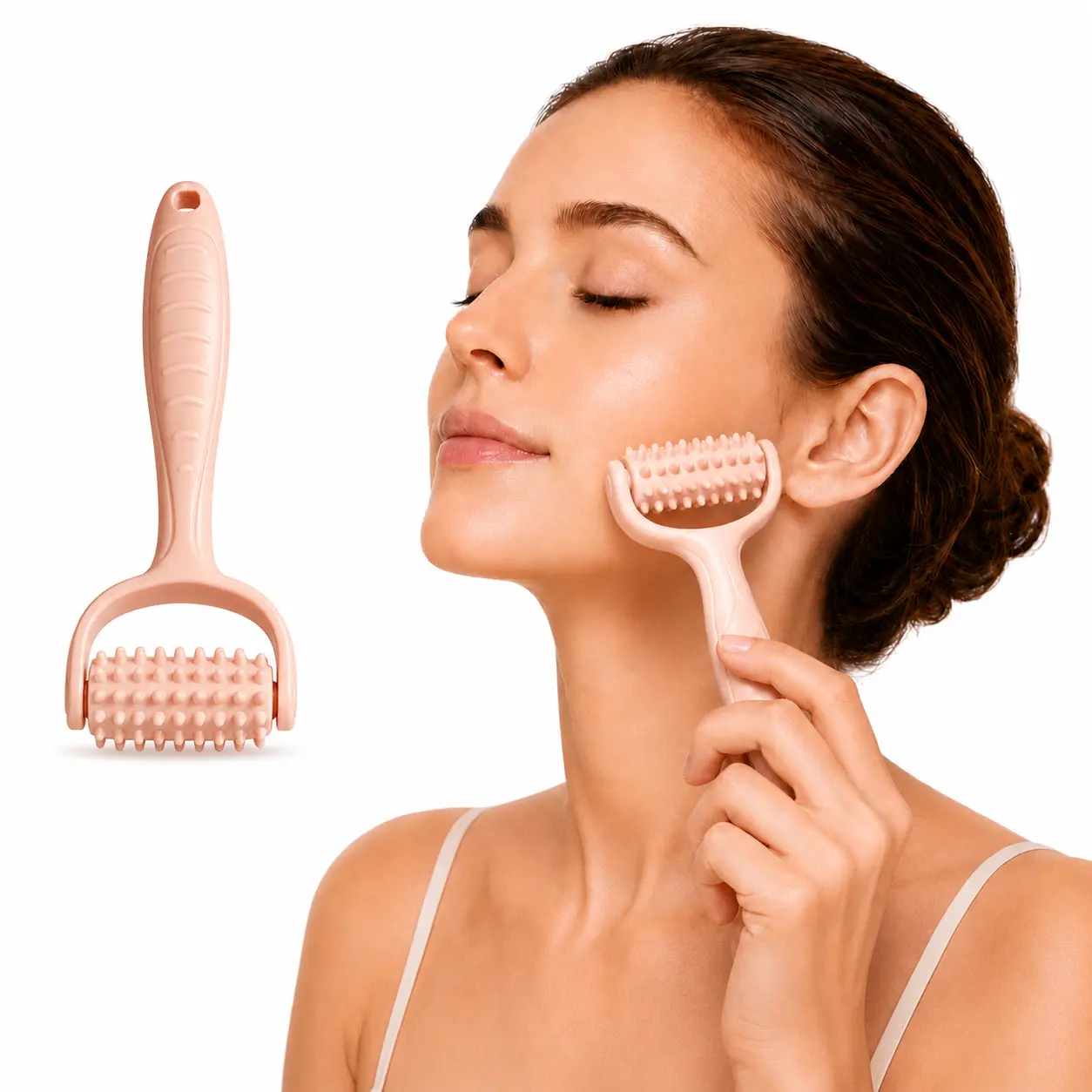 Silicone Face Massage Roller - Compact Lightweight 50 g Therapy Bathroom Gadget with Soft Silicone Tips, Refrigerator-Friendly Handheld Tool for Face, Neck, Arms & Calves Face Massagers Home Beauty Tool bathroom gadget