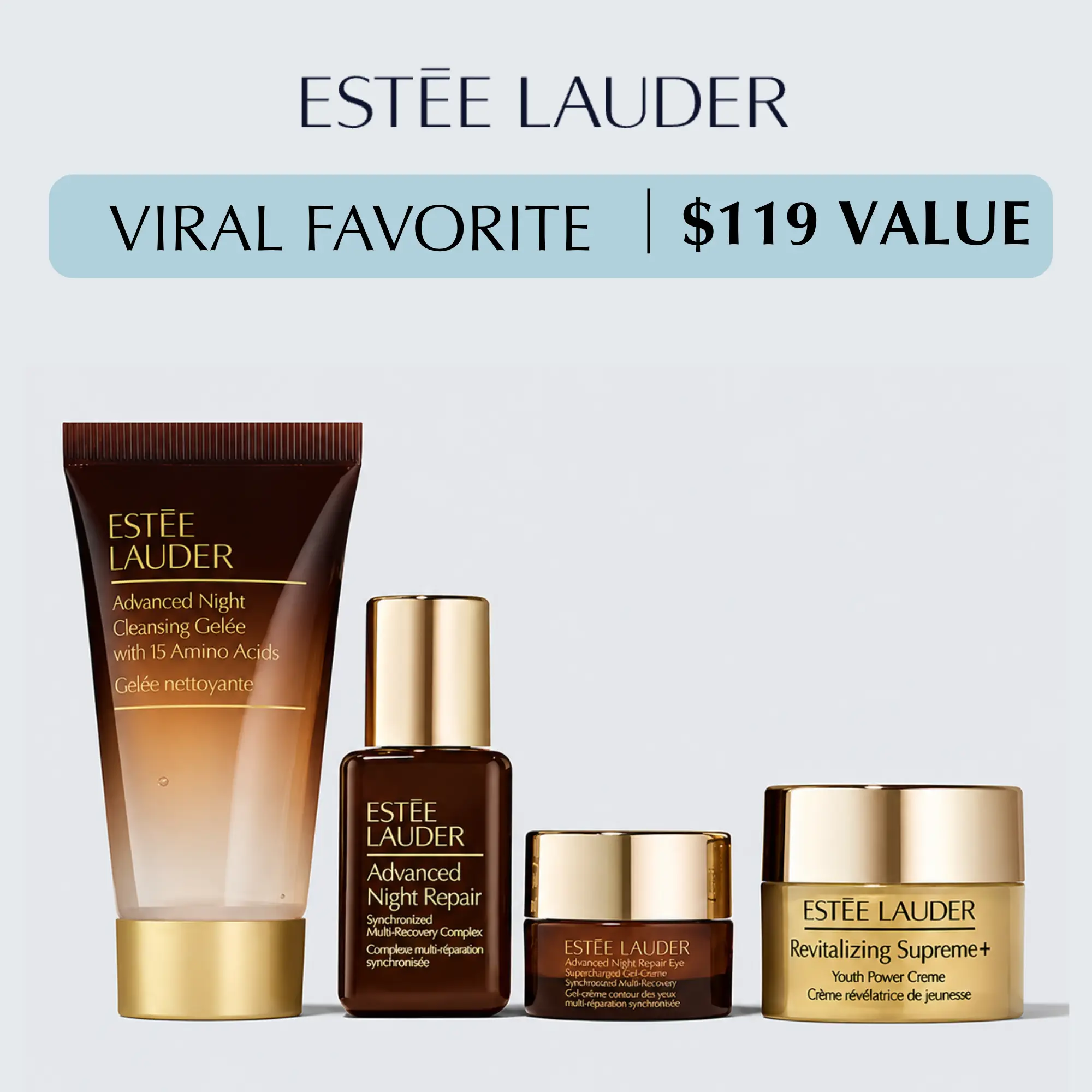 [Estée Lauder] Nia Long Viral Set - The Glow Heroes Skincare Gift Set | Deep Cleansing | Anti-Aging | Hydrating | Firming & Lifting