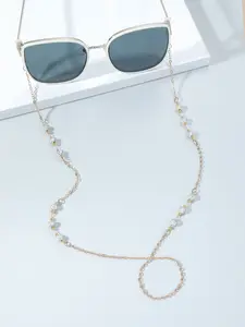 Fashionable Rhinestone Patchwork Beads Metal Chain Eyeglass Strap, Anti-Drop Daily Use Accessory, Street Style Glasses Holder, Versatile Accessory