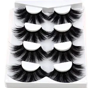 HBZGTLAD NEW 4 Pairs 3D Mink Hair False Eyelashes Criss-cross Wispy Cross Fluffy length 25mm Lashes Extension Handmade Eye Makeup Tools (MDR-5)