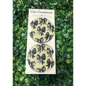 Black Bows Car Cup Coasters