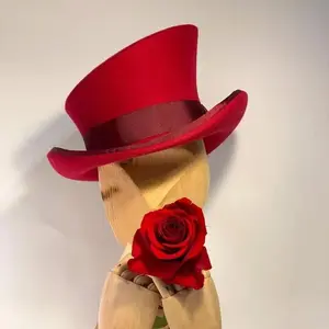 Pure Wool Top Hat Fashion Ribbon Decorated Wool Felt Hat