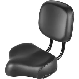 Extra Wide Bike Seat with Backrest and Comfortable Ergonomic Design for Men and Women - Adjustable Height Leather Saddle Pad for eBike, Tricycle, and Big Bikes