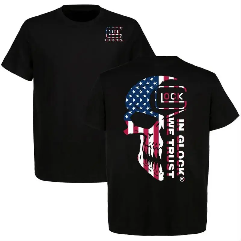 Tactical Skull Second Amendment T Shirt 2 Sided Graphic Tee Vintage Veteran Pride Retro 2A Defender Short Sleeve Cotton Top America 250th Anniversary 4th of July Outfit