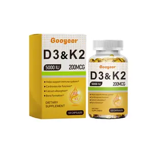 Googeer Natural Vitamin D3 & K2 | High Potency 5000 IU D3 + 200 MCG K2 MK-7 Supplement | Supports Immune & Bone Wellness, 120 Capsules