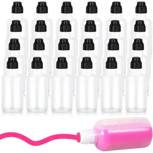 24 Pieces Empty 2 Ounce Paint Daubers Bottles Handy Sponge Tip Refillable Squeeze Bingo Marker for Graffiti Art Wooden Boards Cloth Crafts Game Supplies Black
