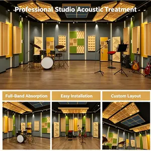 Wooden Acoustic Sound Absorption Diffuser Panels, Movable Sound Proof Wall Panels for Recording Studio, Podcast Room, Home Theater & HIFI Room