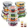 12 Pack Glass Food Storage Containers with Airtight Lids, Glass Meal Prep Containers, Lunch Office Meal for Microwave, Oven, Freezer and Dishwasher, BPA Free (5 small sauce containers as a bonus) Stackable Bowl Kitchen Utensils,home essentials