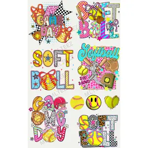 SOFTBALL (4) PREMADEGANGSHEET  - 22X36  DTF TRANSFERS - DIRECT TO FILM