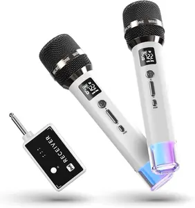 Microphones, Microphone with One-to-One Chip Connection and LED Lights, 40H Duration, 200FT Range Receiving, Volume Control Karaoke Microphone for Singing, Speech,  Party, YouTube/