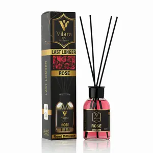 Vilara Rose Reeds Diffuser - Long Lasting Natural Flower Scented Aromatherapy Reed Diffusers for Home Living Room Office Bathroom Diffuser with Sticks Luxury Set 110 ml (3.72 fl oz)