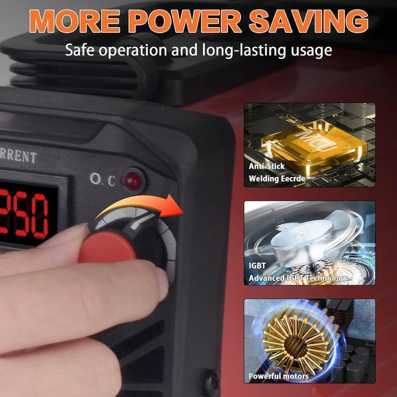 Super Mini Stick Welder ,110V 250A ARC Portable MMA   for Beginners,  with 10pcs  Rod Tools,IGBT Inverter Welder,Hot Start Arc Force Anti-stick (Red) welding machine