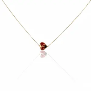 14k Gold Necklace with Adorable Ladybug Pendant 16 Inches Elegant Design for Everyday Wear or Special Occasions