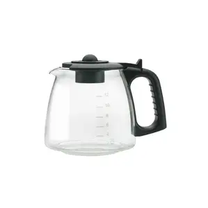 12 Cup Glass Replacement Coffee Carafe Borosilicate Glass Pots Tea with Black Handle and Lid