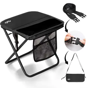 【Valentine's Day 】Camdoor Upgraded Foldable Stool Ultra Light 1.5 lbs Max Load 500lbs Portable Outdoor Chair with Side Pockets & Shoulder Strap for Camping Hiking Fishing BBQ, Best Valentine's Day Gift Choices