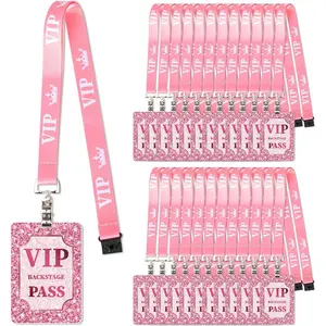 25 Sets VIP Badge Lanyard Sets Plastic Pass Cards for Backstage Concerts Parties Birthdays  Award Movie Night Organizer's Choice