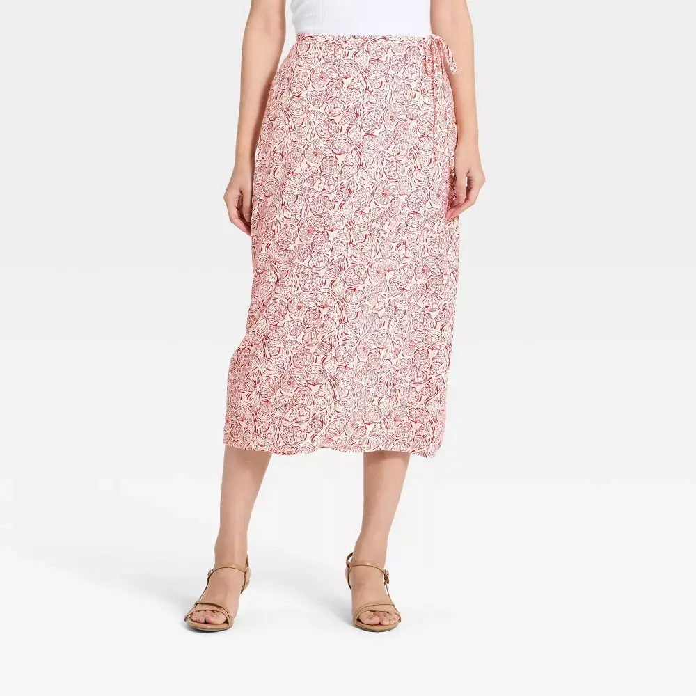 Women's Linen Midi Wrap Pantskirt - A New Day, Casual Style, Breathable Fabric, Versatile for Pairing with Tank Tops, Women's Bottoms Essential