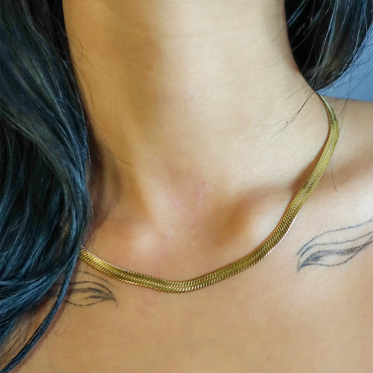 "Wall Street Wifey" 5MM herringbone chain necklace