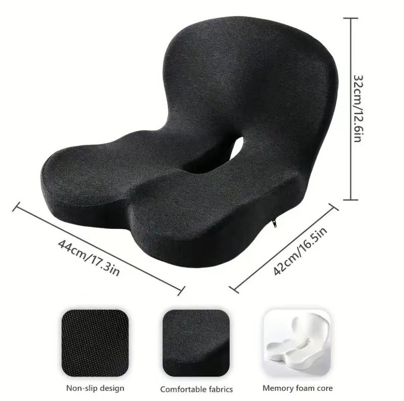 Non-Slip Memory Foam Seat Skin-Friendly Extended Zipper Easy Remove Wash Back Support Cushion Home & Outdoor & Car & Office,Sciatica Relief for Long Drives