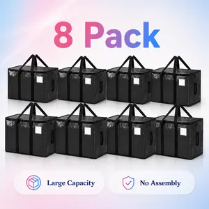 8 Pack Extra Large Heavy Duty Moving Bags, Clear Storage Bins with Lids, Reinforced Handles & Heavy-Duty Zippers Moving Boxes Storage Bags Totes for Clothes Packing, Dorms, College Supplies, Clear foldable clothing storage box dust