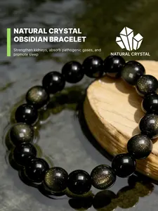 Natural gold obsidian delicate bracelet  Golden sheen like flowing energy, symbolizing vibrant life and full vitality, known as the 'Stone of Energy.' Guides rational planning; handcrafted with a personalized stacking style / unique fashion, an eye-catch