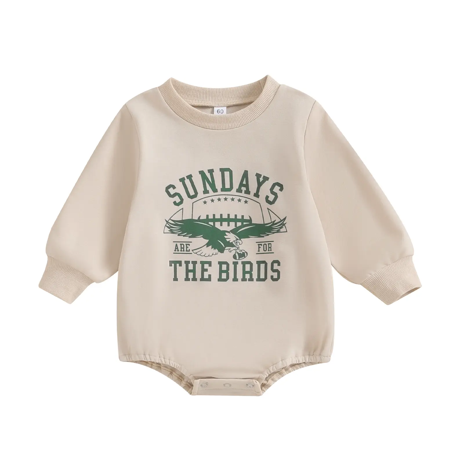 Football Baby Boy Girl Outfit Sundays Are for The Birds Sweatshirt Romper Oversized Long Sleeve Bubble Onesie