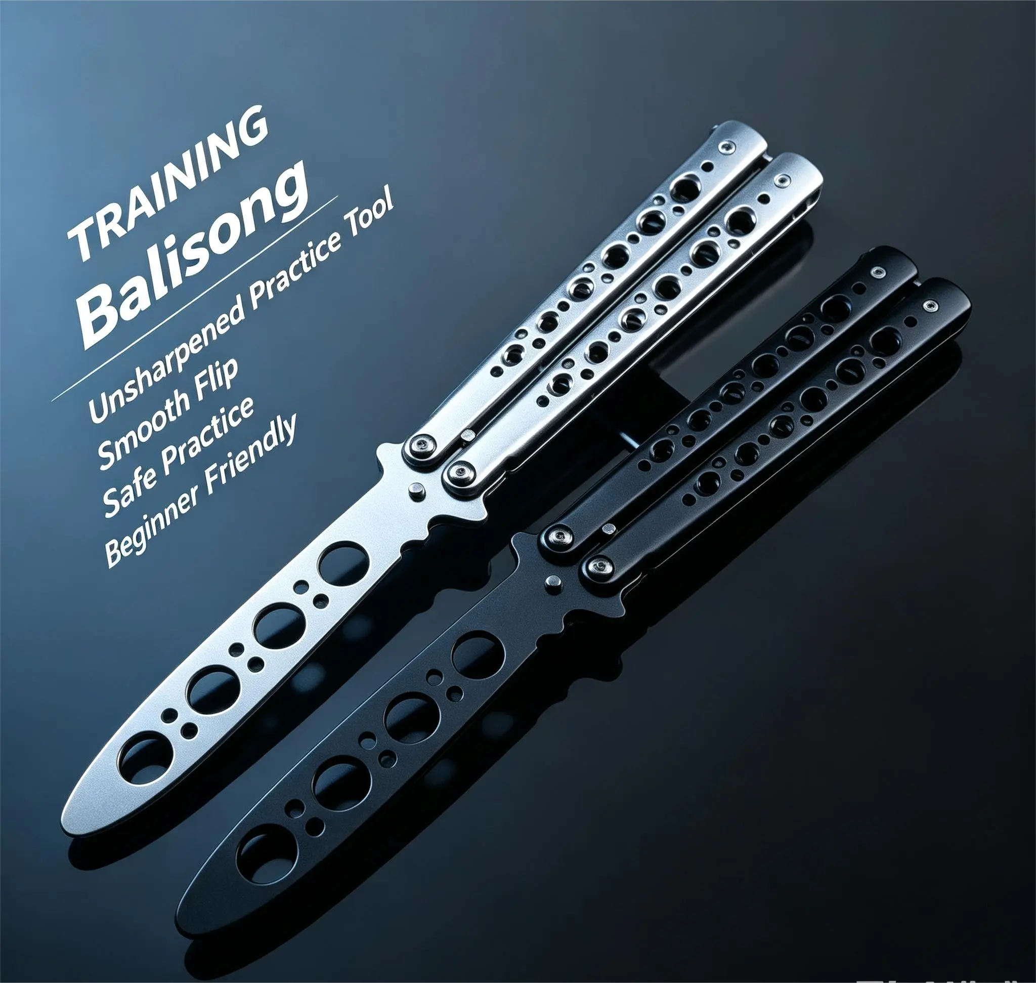 Durable and Safe Balisong Trainer - Unsharpened Design Stainless Steel Flipping Tool, Realistic Feel Safe Practice Tool for Beginner (Sports & Outdoor Camping & Hiking Camp Kitchen Accessory)