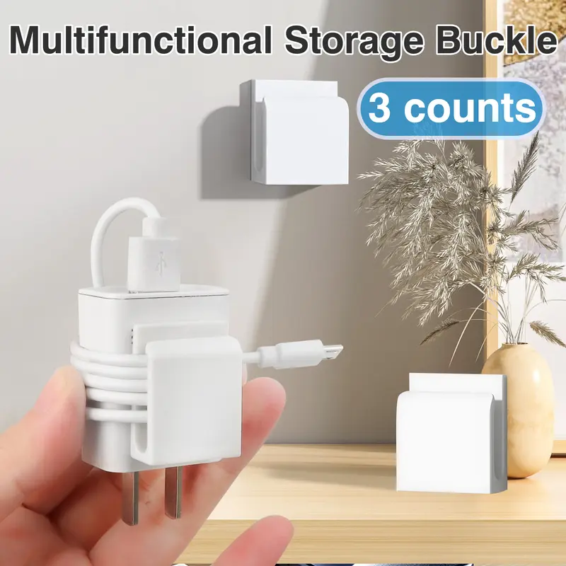 3 Counts Cable Clips Cord Organizer Holder for Desk, Works for Organizing Cables at Home and Office,White