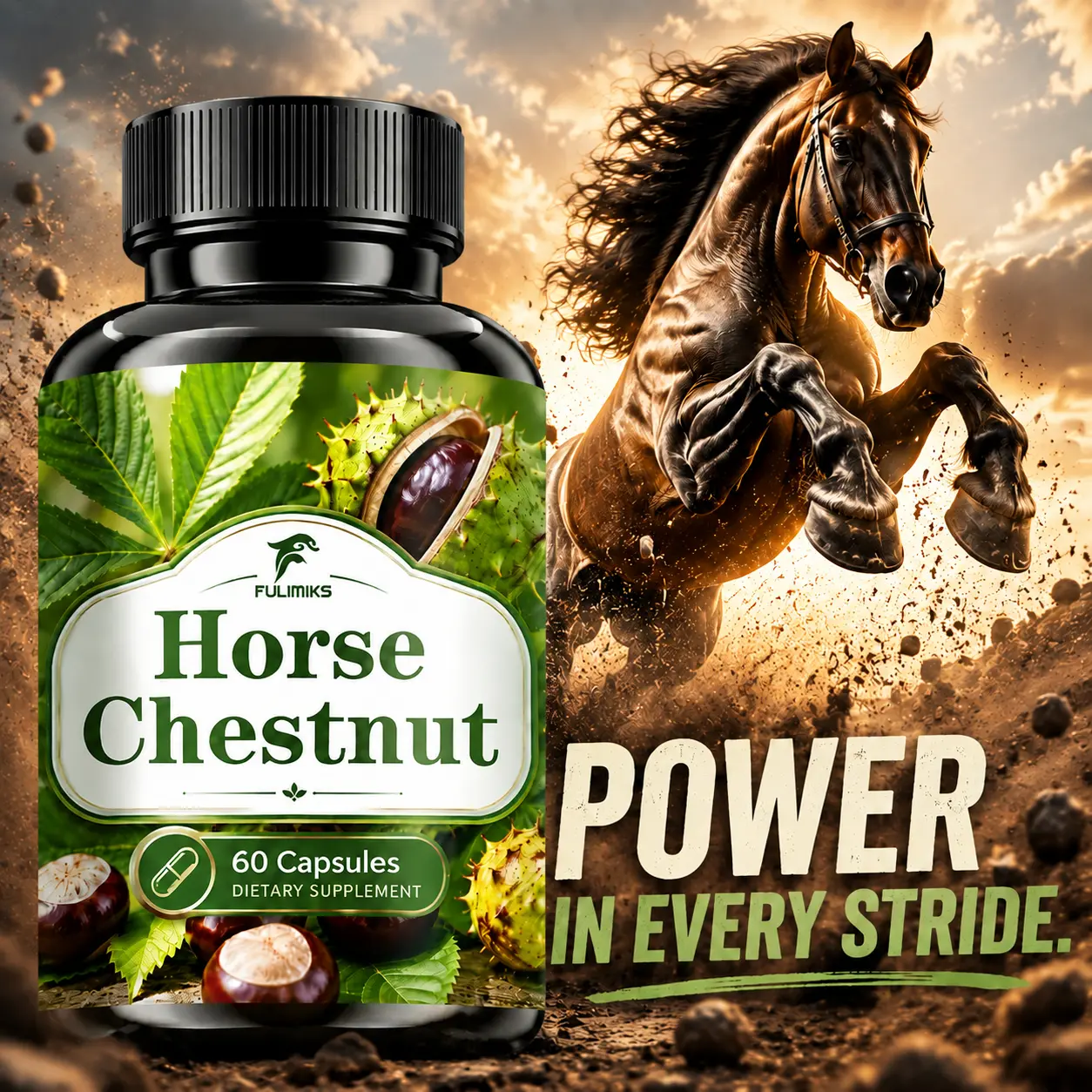 Horse Chestnut Supplement Capsules, Herbal with Rutin Powder, Ginger Root, Calendul Extract, Dandelion Root, Support Blood Flow, Healthy Circulation, for Your Leg & Veins, Easy to Swallow, High Absorption, Superior Formula, The Best Gift