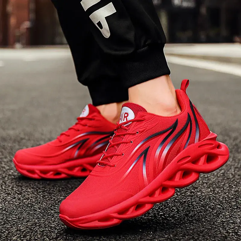 Flame-Print Cushioned Running Shoes