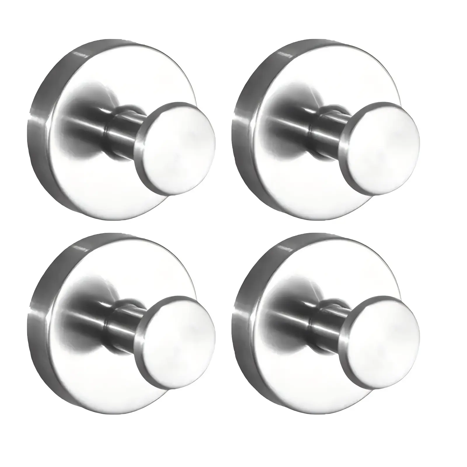 4PC Classic Stainless Steel Vacuum Suction Storage Hooks Set, No-Drill No-Damage Removable Sticky Wall-Mounted Hanging Hooks, Bathroom Organizing Accessories for Kitchen-Bathroom Use, Holds Items