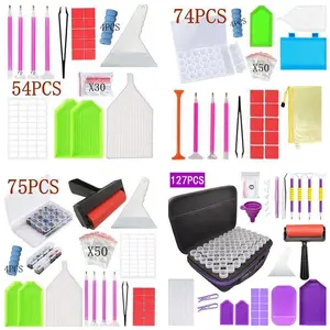 Diamond Art Painting Box Mosaic Adhesive Pen Kit, 1 Set Professional DIY 5D Diamond Arts Colorful Painting Tool, Rhinestone Decor Painting Tool for Bedroom, Crafts