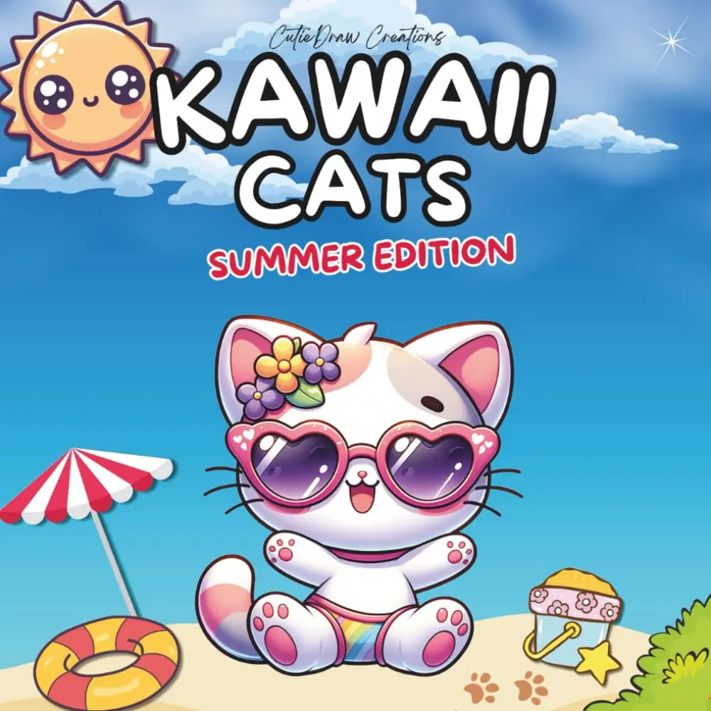Kawaii Cats Summer Coloring Book: 52 Unique Pages of Chibi Fun for Teens &Adults | Premium Summer Cat Scenes for Relaxation, Joy & Creative Escape | ...(Kawaii Cats: Bold & Easy Coloring Books)