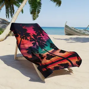 [Super Absorbent Beach Towel] 1 Extra Large Super Absorbent Microfiber Beach Towel | Tropical Coconut Tree Print Bath & Beach Mat for Pool, Yoga, Camping, Travel