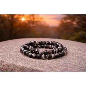 Natural Black & White Shell Crystal Energy Bracelets
