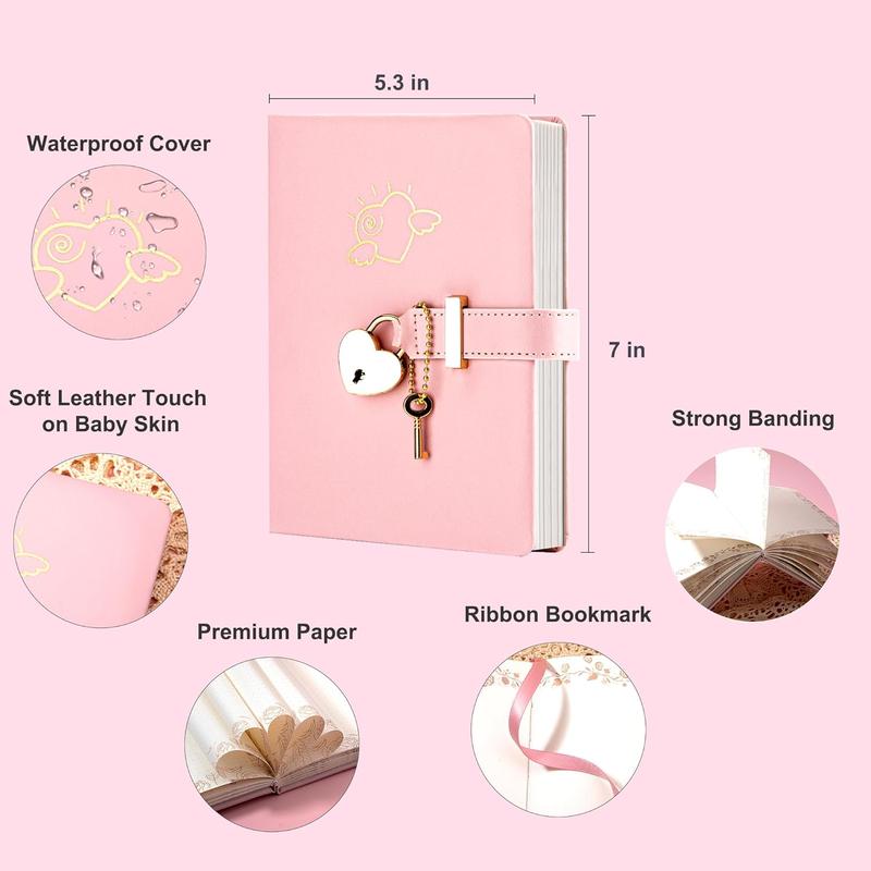 Valentine's Day Diary With Lock CAGIE A5 Vintage Lockable Refillable GIFT Box Leather Journal For Women & Men Writing Notebook For Office Travel Personal Use Green Yellow Pink Garden Ocean Adventure Series Lined Page Gift Bible Study College ruled