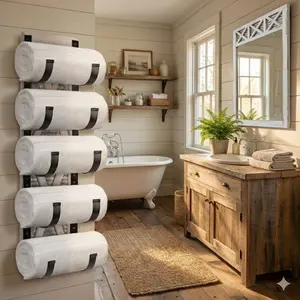 Autumn Alley Rustic Farmhouse Wall Mounted Towel Holder & Wine Rack