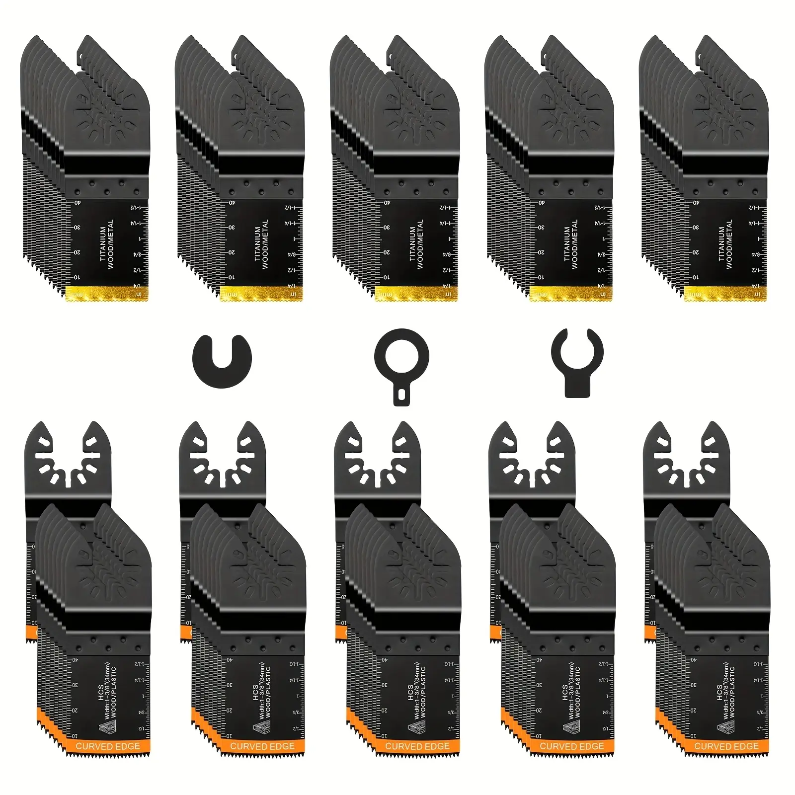 105pcs Titanium & Hcs Oscillating Tool Blades, Replacement Blade, Professional Wood Plastic Metal Cutting, Multi Tool Blades for Dewalt Bosch Milwaukee Ryobi Power Tool, Tool Accessories