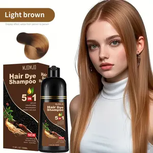 Instant Light Brown  Hair Dye Shampoo 5-in-1, Natural Herbal Hair Color for Gray Coverage, Semi-Permanent Hair Coloring Shampoo, Easy to Use, Long-Lasting Color for Men & Women, 200ml