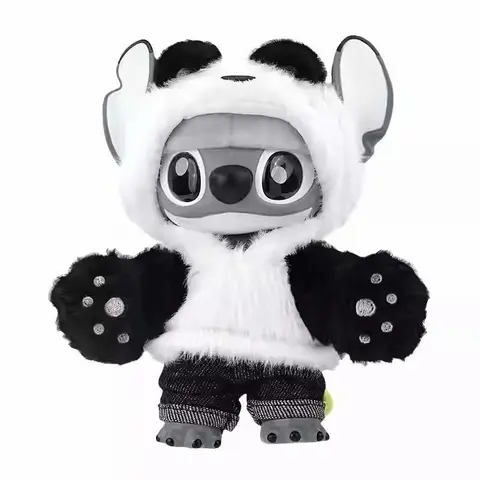 Disney Stitch GenZ Streetwear Series Hang Card Edition Charming Unisex Panda Collectible Vinyl Plush Doll - 5.9"x3.14"x6.49" Cool Keychain, Everyday Rooms Decor, Stitch Fan Gift (1pc)