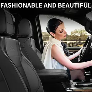 YITAMOTOR 5PCS Full Set Nappa Seat Covers Compatible with 2007-2024 Chevy Silverado/GMC Sierra 1500 2500HD 3500HD Crew Double Extended Cab Waterproof Leather Protectors for Women Car Seat Filler