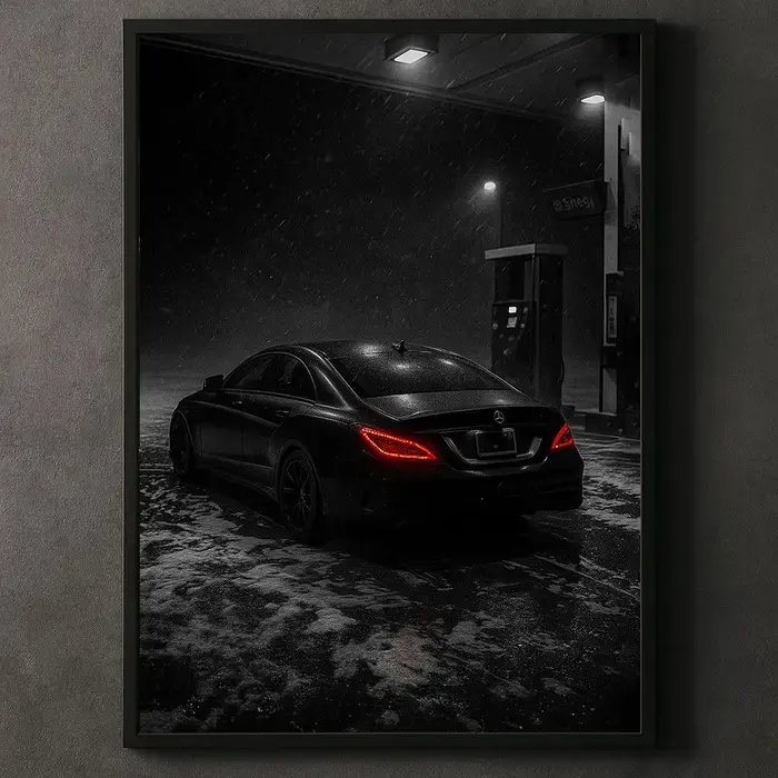 Mercedes Cls63 Poster – Dark Winter Night Luxury Car Wall Art Print Garage Decor NO FRAME