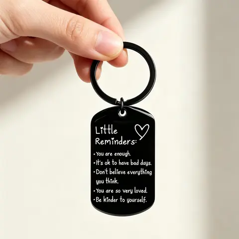 Little Reminders Keychain for Women Men, You Are Enough Inspirational Keyring, Uplifting Gift for Friends