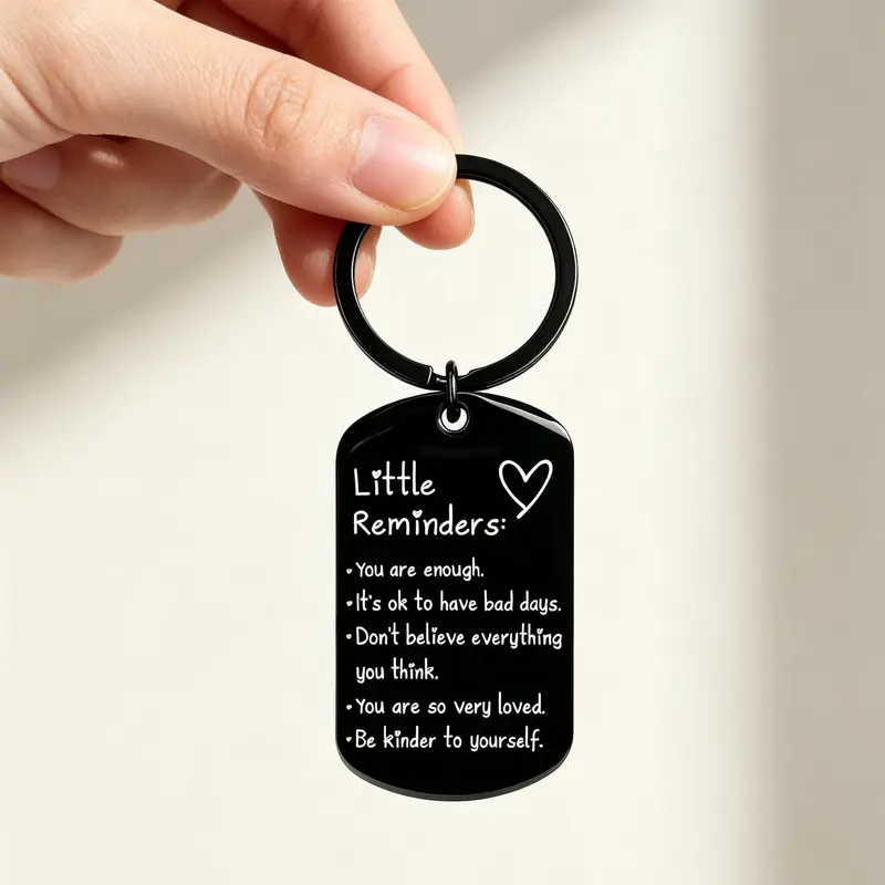 Little Reminders Keychain for Women Men, You Are Enough Inspirational Keyring, Uplifting Gift for Friends